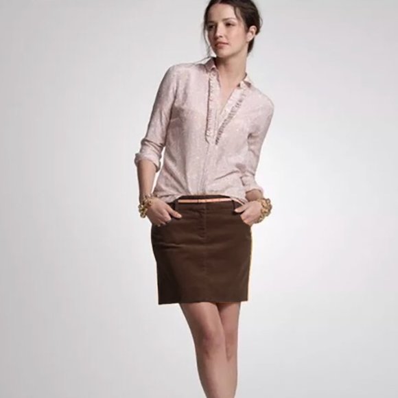 J. Crew Brown Corduroy Stretch Mini Skirt - Picture 1 of 9